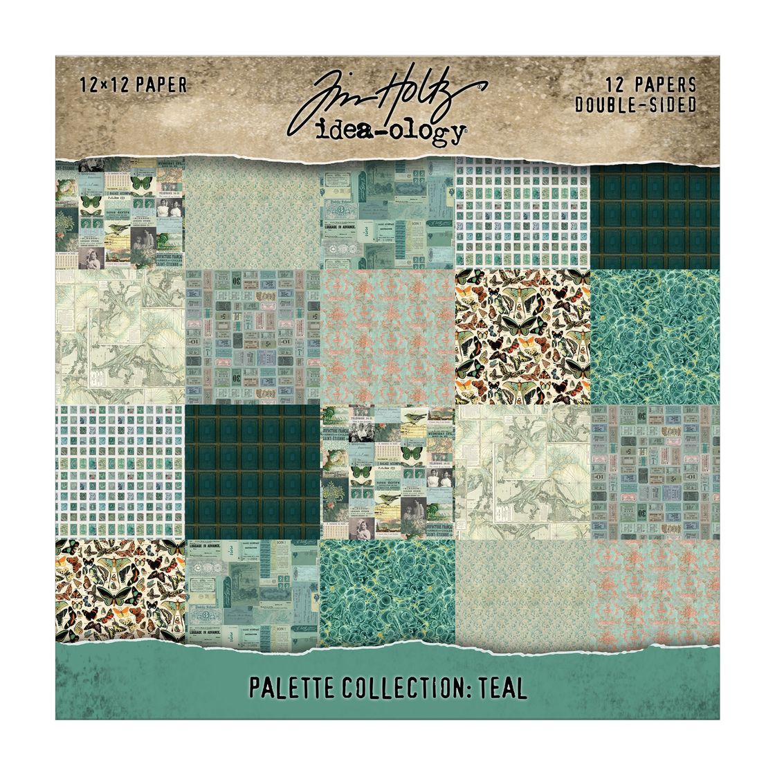 Tim Holtz - 12x12 Double Sided Papers - Palette Collection: Teal