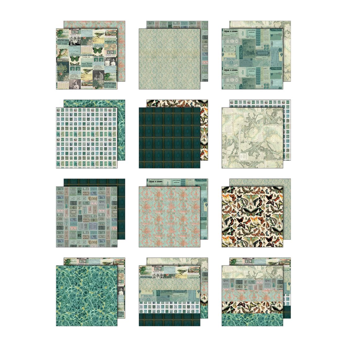 Tim Holtz - 12x12 Double Sided Papers - Palette Collection: Teal