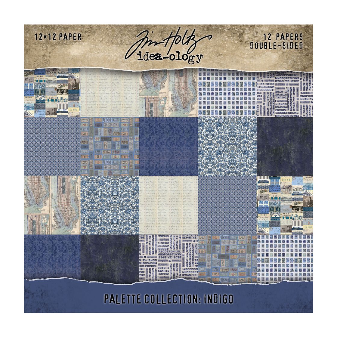 Tim Holtz - 12x12 Double Sided Papers - Palette Collection: Indigo