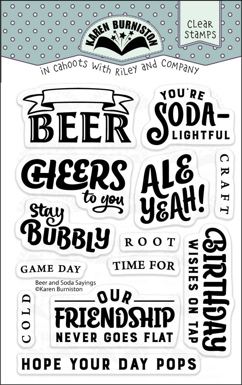 CS038 Karen Burniston - Clear Stamps - Beer and Soda Sayings