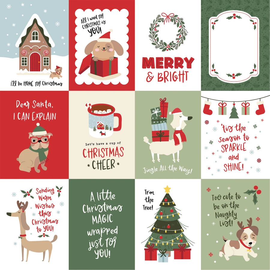 Echo Park - Here Comes Santa Paws - 3x4 Journaling Cards