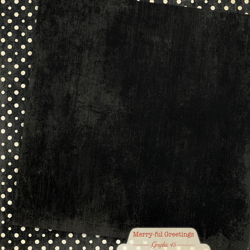 Graphic 45 - Merry-ful Greetings - Charcoal Black Pattern & Solid Sheet