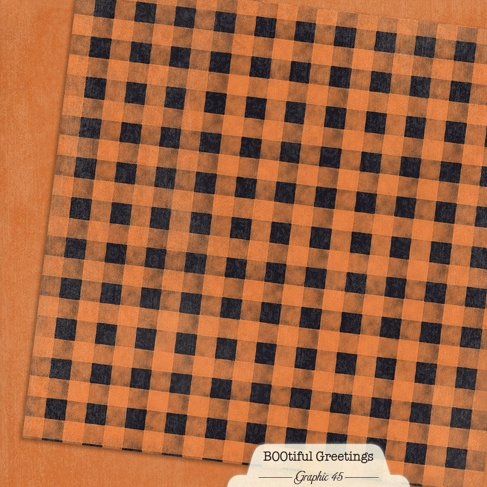 Graphic 45 - BOOtiful Greetings - Rusty Orange Pattern & Solid Sheet