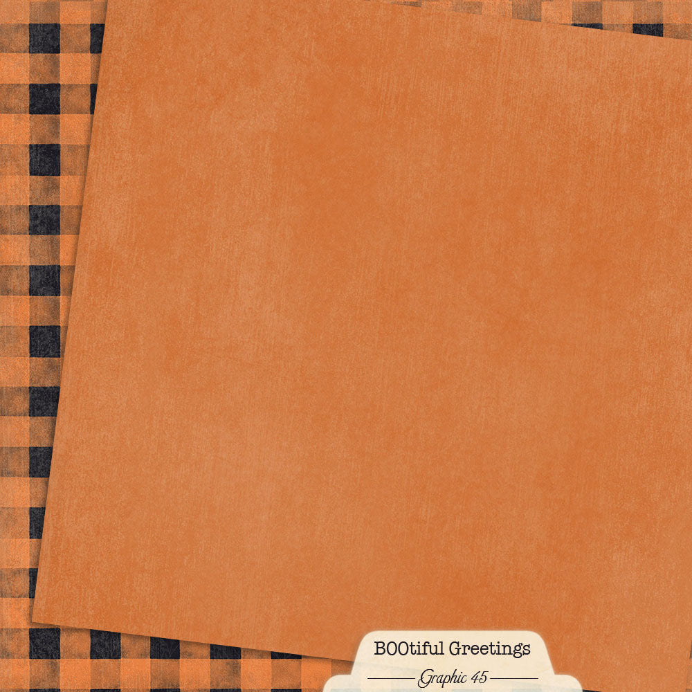 Graphic 45 - BOOtiful Greetings - Rusty Orange Pattern & Solid Sheet
