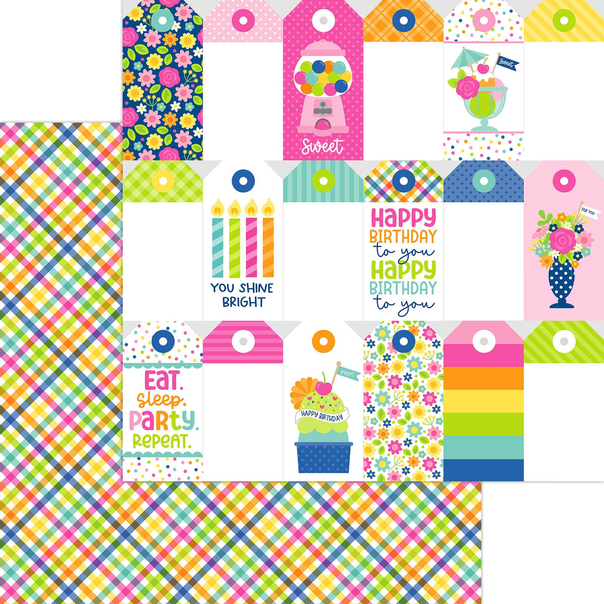 Doodlebug - Cupcakes & Candles - Party Plaid