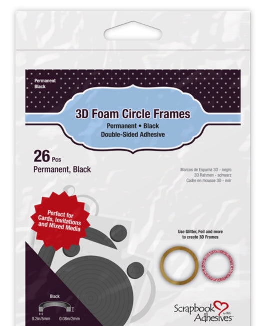 Scrapbook Adhesives - 3D Foam Circle Frames - Permanent Black